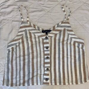 Derek Heart Women's Brown and White Striped Tank Top